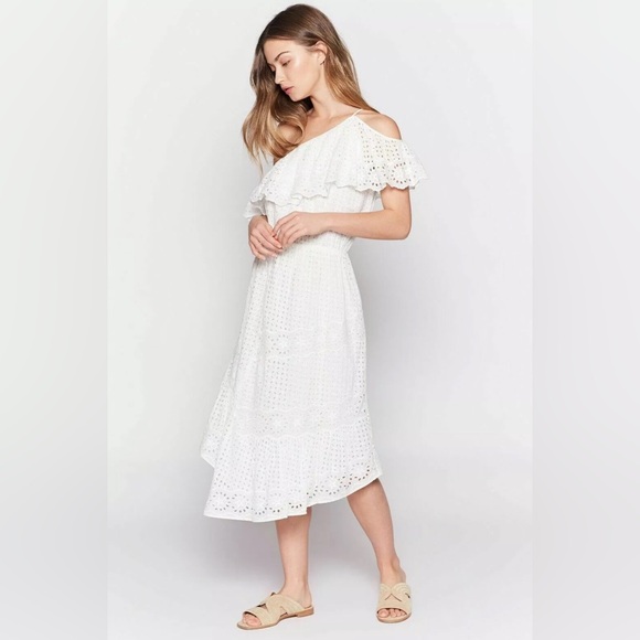 Joie Dresses & Skirts - Joie Corynn One Shoulder Eyelet Dress Women White Midi Dress Summer sz xxs